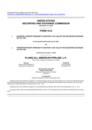 Thumbnail Plains All American Pipeline 10-Q Quarterly Report FY 