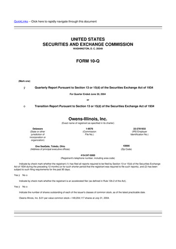 Thumbnail O-I Glass
 10-Q Quarterly Report FY 