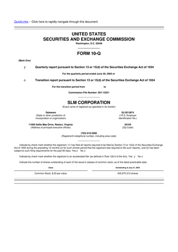 Thumbnail SLM Corporation (Sallie Mae) 10-Q Quarterly Report FY 