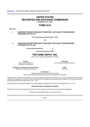 Vorschaubild Home Depot 10-Q Quartalsbericht  