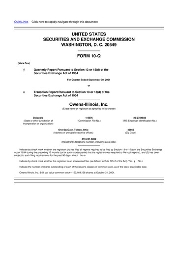 Thumbnail O-I Glass
 10-Q Quarterly Report FY 