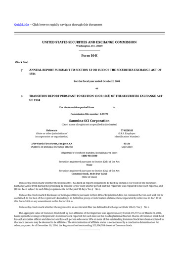 Thumbnail Sanmina 10-K Annual Report 