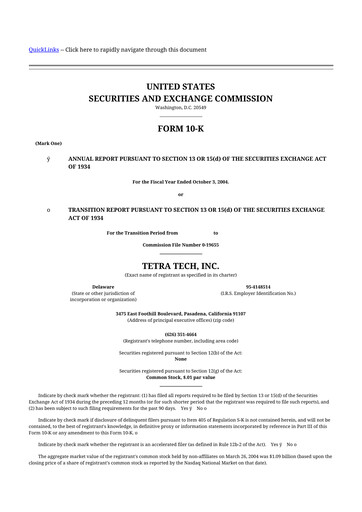 Thumbnail Tetra Tech
 10-K Annual Report 