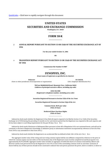 Thumbnail Synopsys 10-K Annual Report 