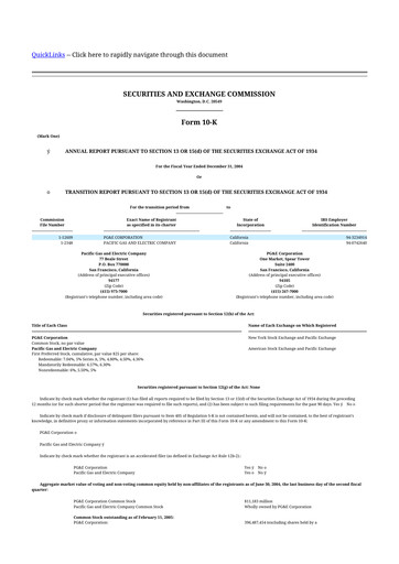 Miniature PG&E Corporation 10-K Rapport annuel 