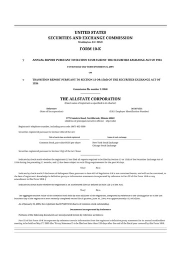Vorschaubild Allstate 10-K Jahresbericht 
