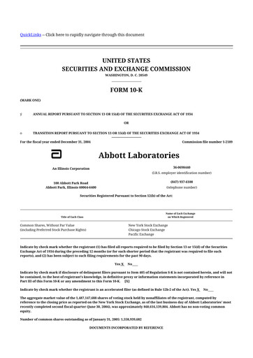 Thumbnail Abbott Laboratories 10-K Annual Report 