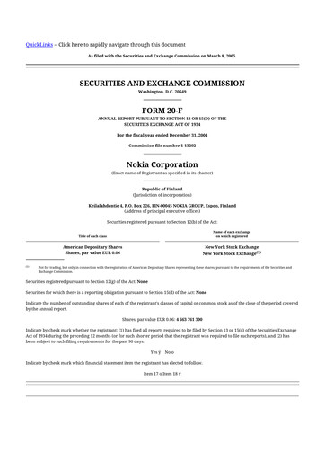 Miniature Nokia 20-F Rapport annuel 