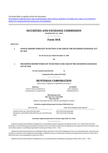 Thumbnail Huntsman Corporation
 10-K Annual Report 