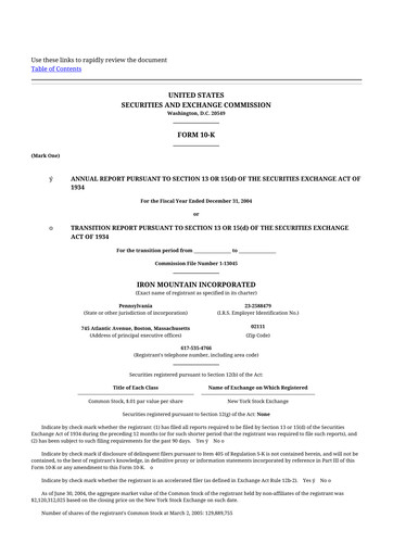 Thumbnail Iron Mountain 10-K Annual Report 