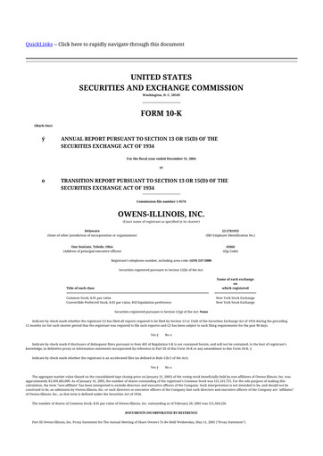 Thumbnail O-I Glass
 10-K Annual Report 