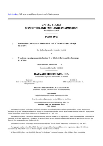 Thumbnail Harvard Bioscience 10-K Annual Report 