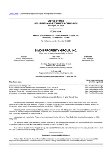 Thumbnail Simon Property Group 10-K Annual Report 