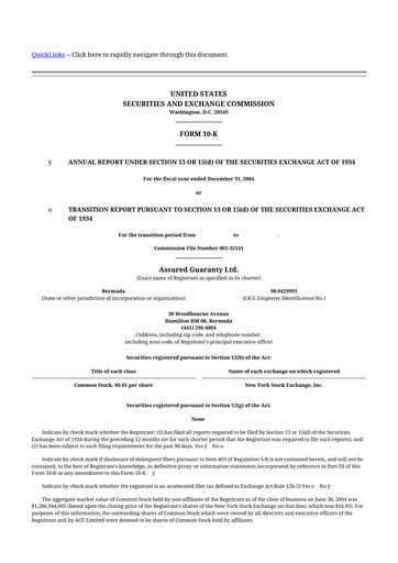 Thumbnail Assured Guaranty 10-K Annual Report 