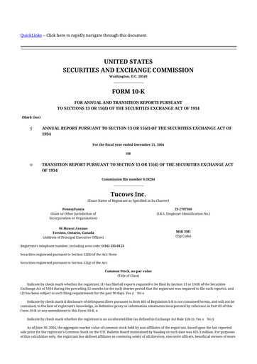 Thumbnail Tucows 10-K Annual Report 