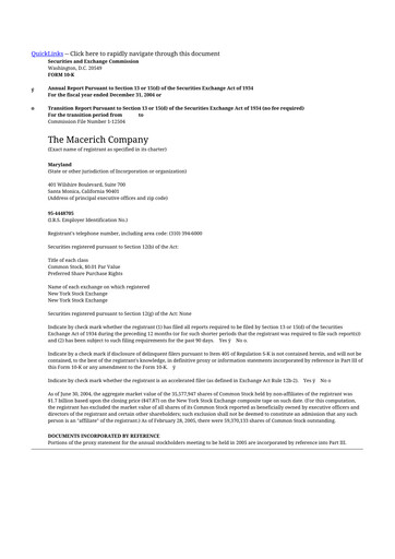 Thumbnail Macerich 10-K Annual Report 