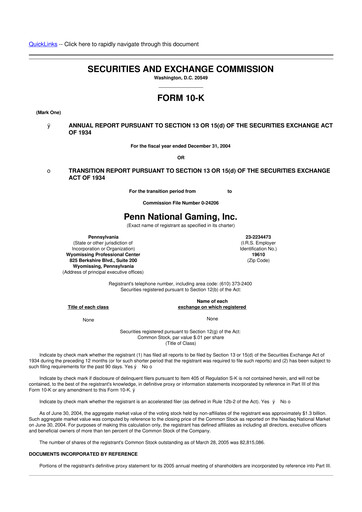 Thumbnail PENN Entertainment
 10-K Annual Report 