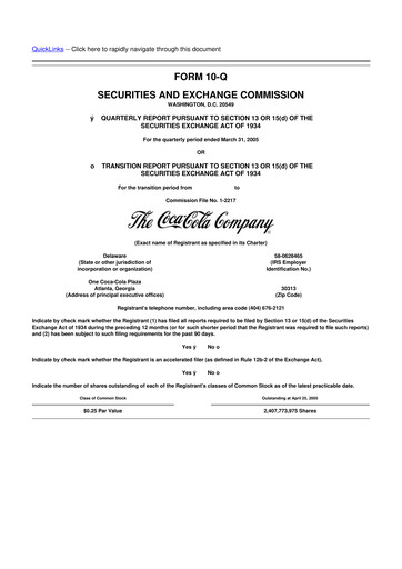 Vorschaubild Coca-Cola 10-Q Quartalsbericht  