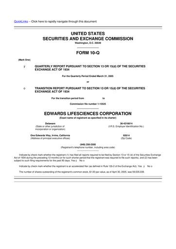 Thumbnail Edwards Lifesciences 10-Q Quarterly Report FY 