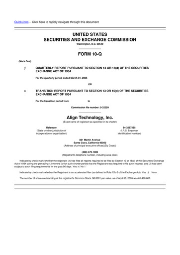 Miniature Align Technology
 10-Q Rapport trimestriel  