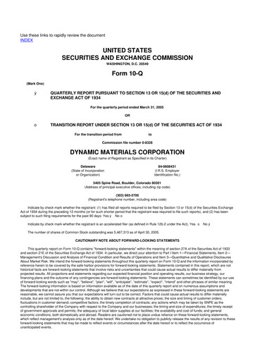 Miniature DMC Global 10-Q Rapport trimestriel  