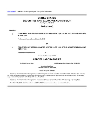 Thumbnail Abbott Laboratories 10-Q Quarterly Report FY 