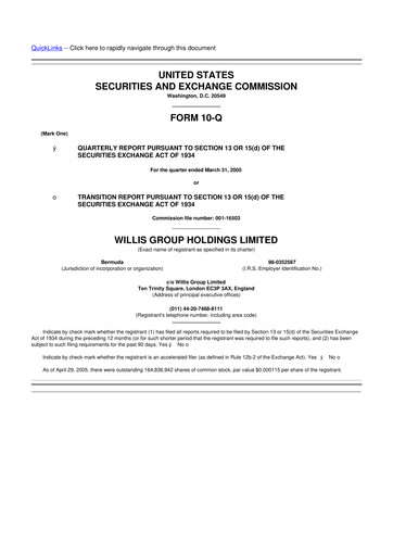 Thumbnail Willis Towers Watson  10-Q Quarterly Report FY 