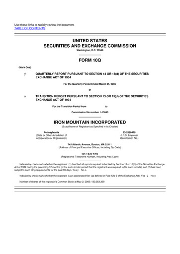 Thumbnail Iron Mountain 10-Q Quarterly Report FY 