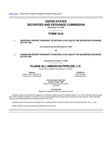 Thumbnail Plains All American Pipeline 10-Q Quarterly Report FY 