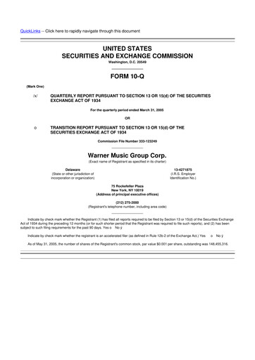 Vorschaubild Warner Music Group
 10-Q Quartalsbericht  
