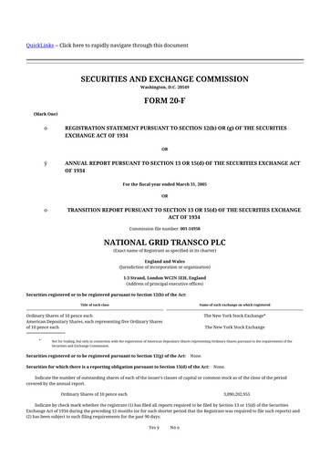 Thumbnail National Grid 20-F Annual Report 