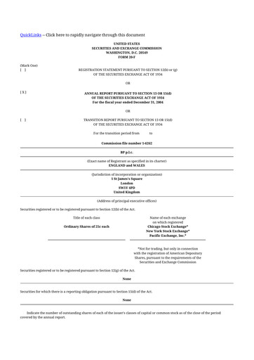 Miniature BP 20-F Rapport annuel 