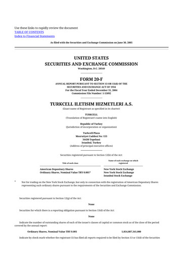 Thumbnail Turkcell 20-F Annual Report 