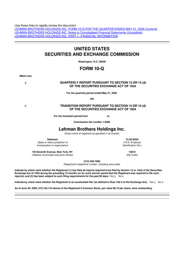 Thumbnail Lehman Brothers 10-Q Quarterly Report FY 