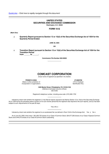 Miniature Comcast 10-Q Rapport trimestriel  