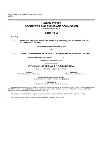 Miniature DMC Global 10-Q Rapport trimestriel  