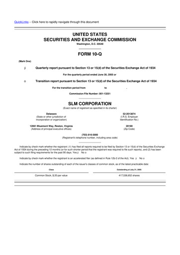 Thumbnail SLM Corporation (Sallie Mae) 10-Q Quarterly Report FY 