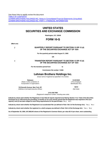 Thumbnail Lehman Brothers 10-Q Quarterly Report FY 