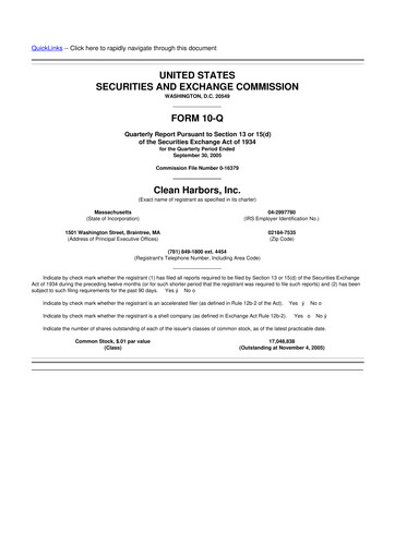 Thumbnail Clean Harbors
 10-Q Quarterly Report FY 