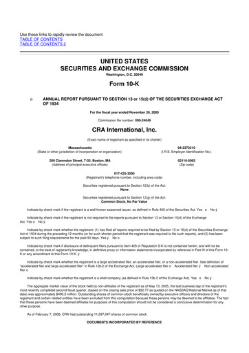 Vorschaubild CRA International
 10-K Jahresbericht 