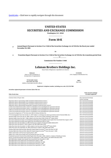 Vorschaubild Lehman Brothers 10-K Jahresbericht 