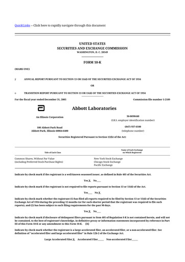 Thumbnail Abbott Laboratories 10-K Annual Report 