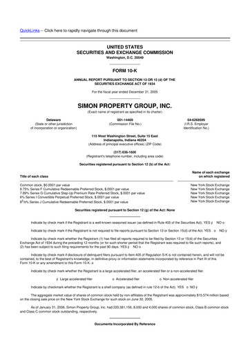 Thumbnail Simon Property Group 10-K Annual Report 