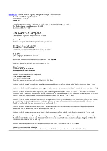 Thumbnail Macerich 10-K Annual Report 