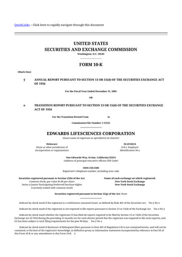 Thumbnail Edwards Lifesciences 10-K Annual Report 