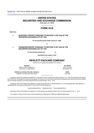 Miniature HP 10-Q Rapport trimestriel  