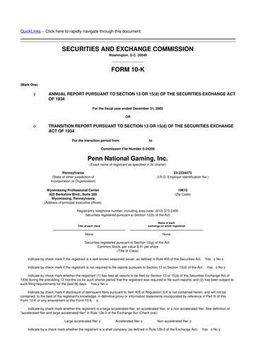 Thumbnail PENN Entertainment
 10-K Annual Report 