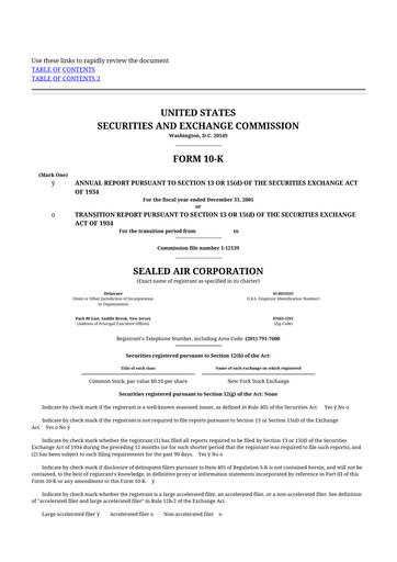 Thumbnail Sealed Air
 10-K Annual Report 