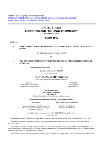 Thumbnail Huntsman Corporation
 10-K Annual Report 