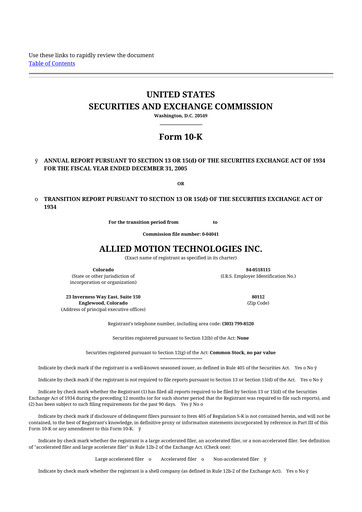 Thumbnail Allient 10-K Annual Report 